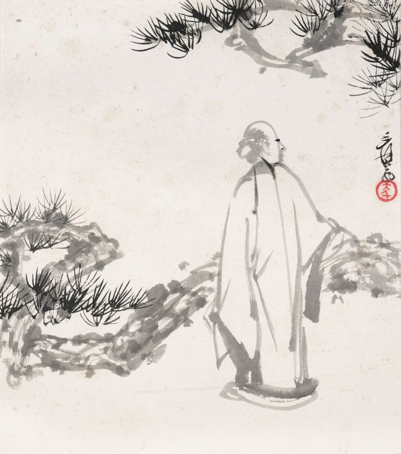 張大千　松下高士　水墨紙本　鏡框 | ZHANG DAQIAN (CHANG DAI-CHIEN 1899-1983)