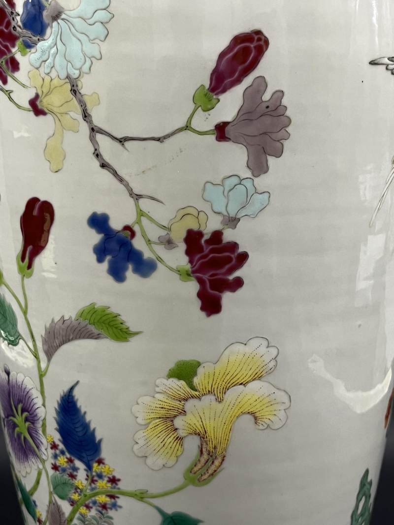 清晚期 粉彩花鸟纹大瓶 - 图18