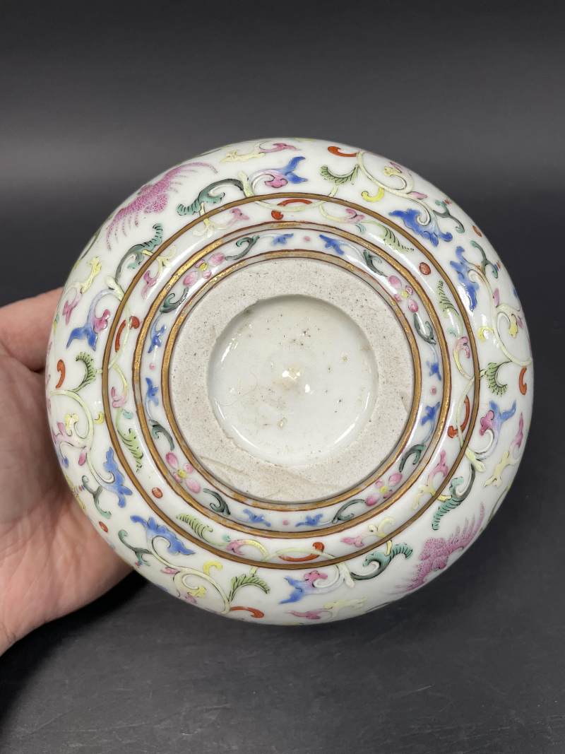 清乾隆 洋彩缠枝花卉福庆如意纹炉 - 图8