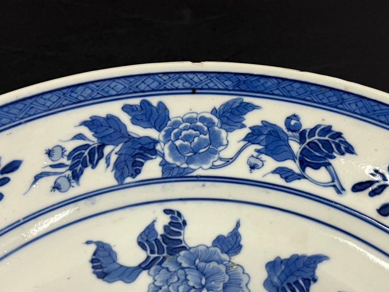 清晚期-民国 青花花卉纹折腰大盘 - 图8