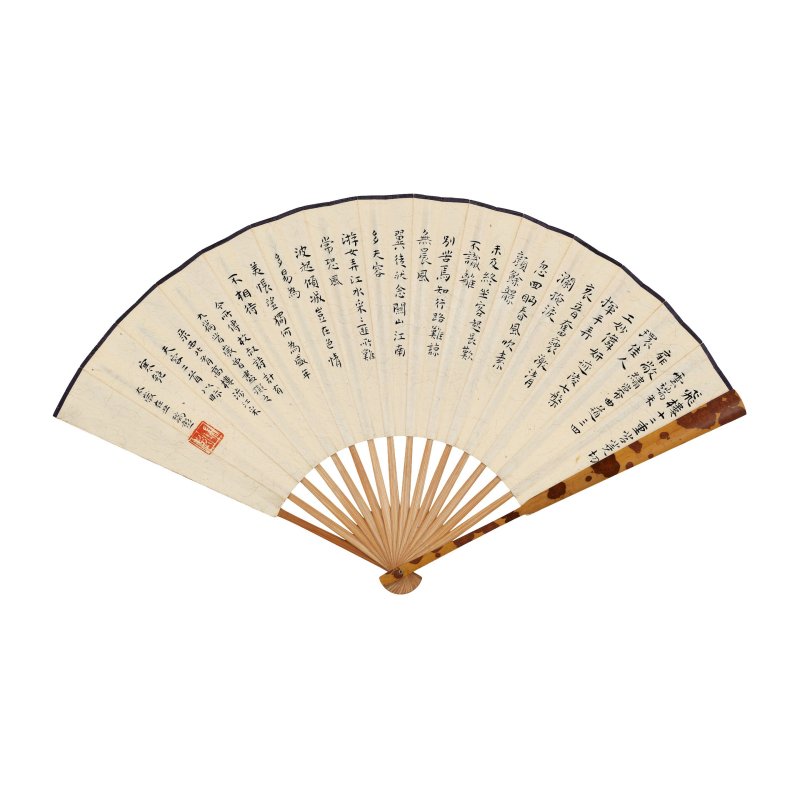 袁克文　微意託胭脂　設色紙本　成扇　一九二五年作 | YUAN KEWEN (1889-1931); SHAO RUIPENG (1887-1938) - 图3