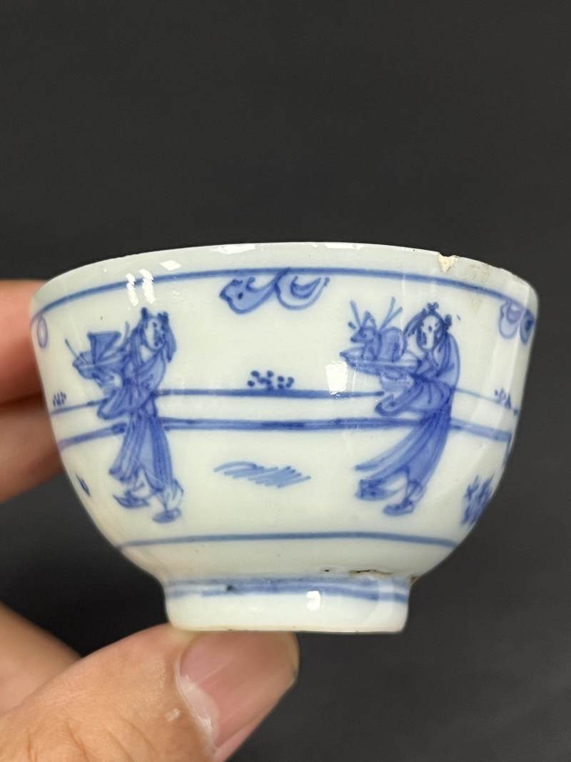 明晚期 青花加官进爵图杯 - 图3