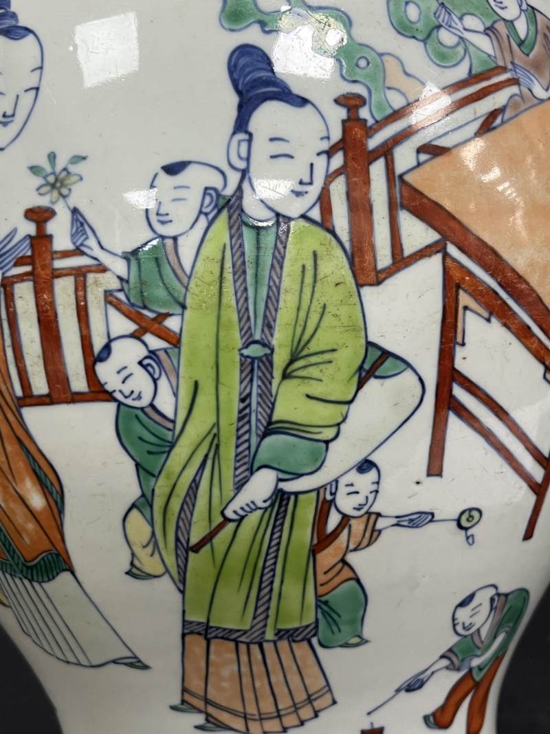 清康熙 斗彩四妃十六子图将军罐 - 图13