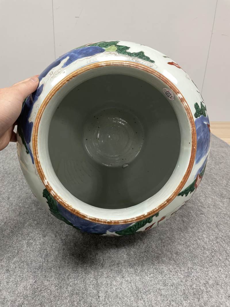 清顺治 青花五彩八仙过海图大将军罐 - 图8
