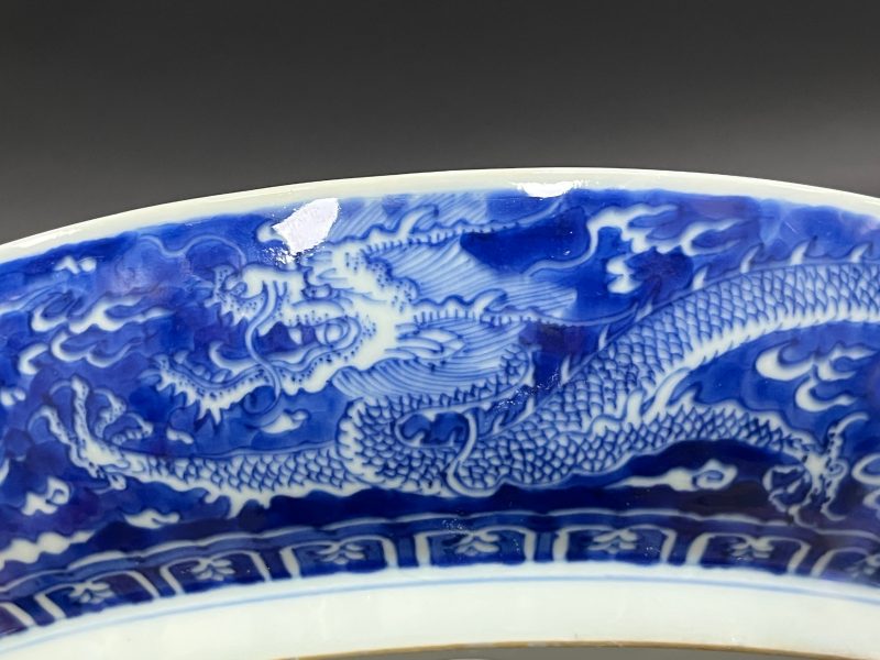 清康熙 青花留白云龙纹大盘 - 图14