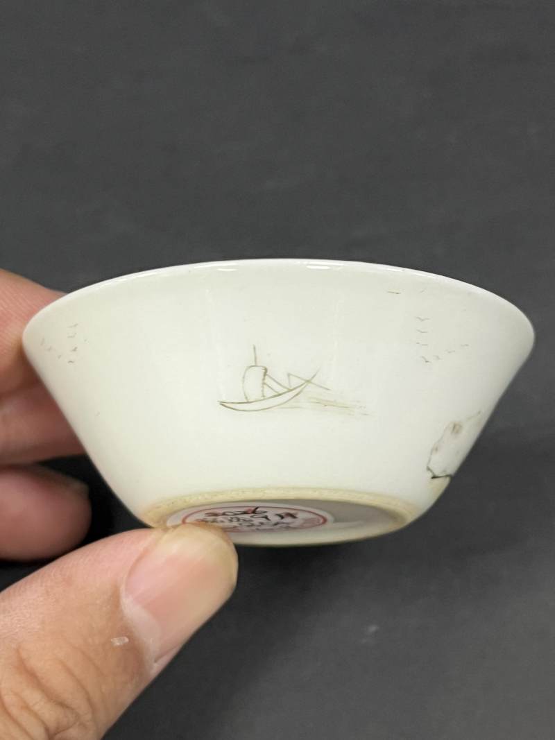 清乾隆 粉彩山水人物纹马蹄套杯十只 - 图40