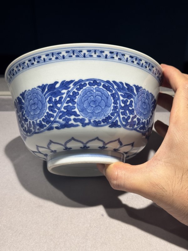 清道光 青花缠枝牡丹纹宫碗一对 - 图71