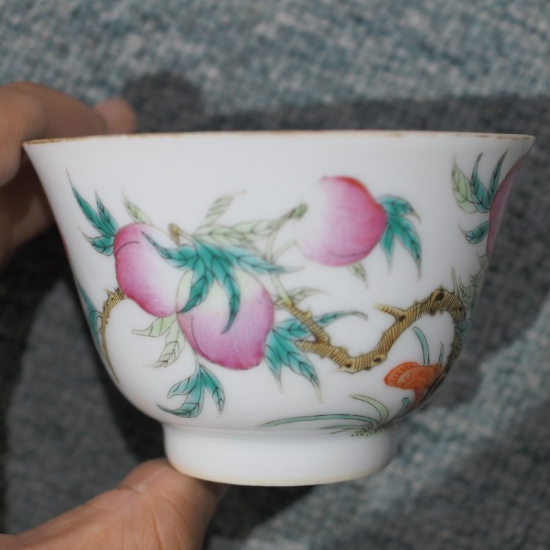清光绪 粉彩桃纹茶园 - 图12