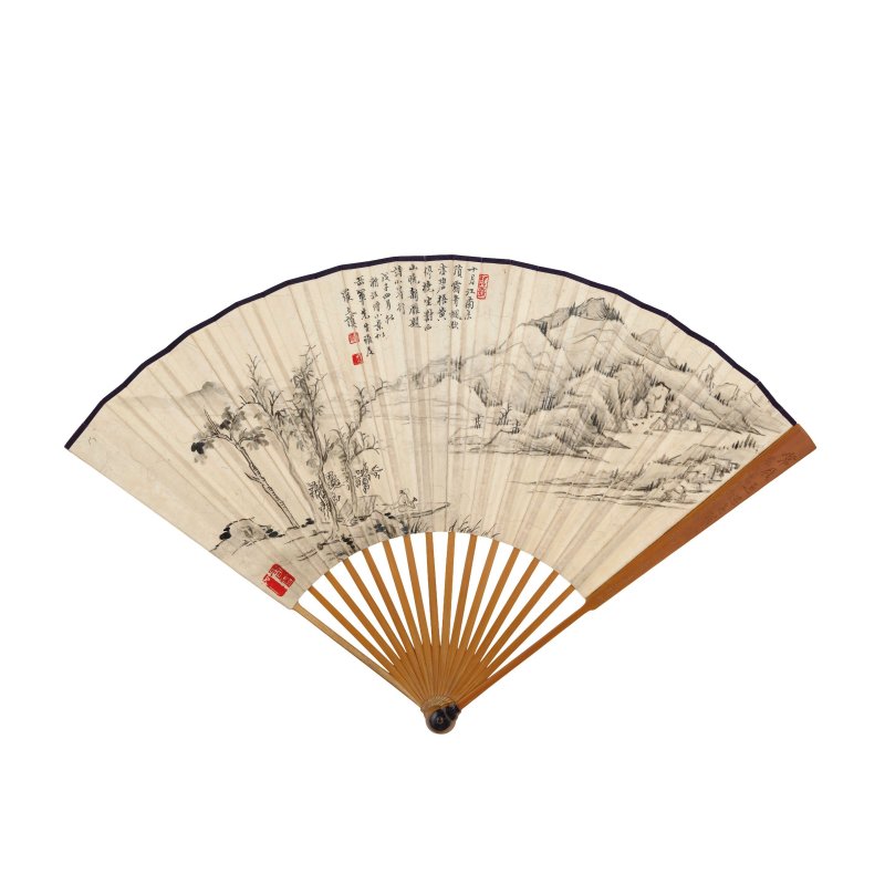 羅文謨　書畫合璧扇　水墨紙本　成扇　一九四八年作 | LUO WENMO (1902-1951) - 图2