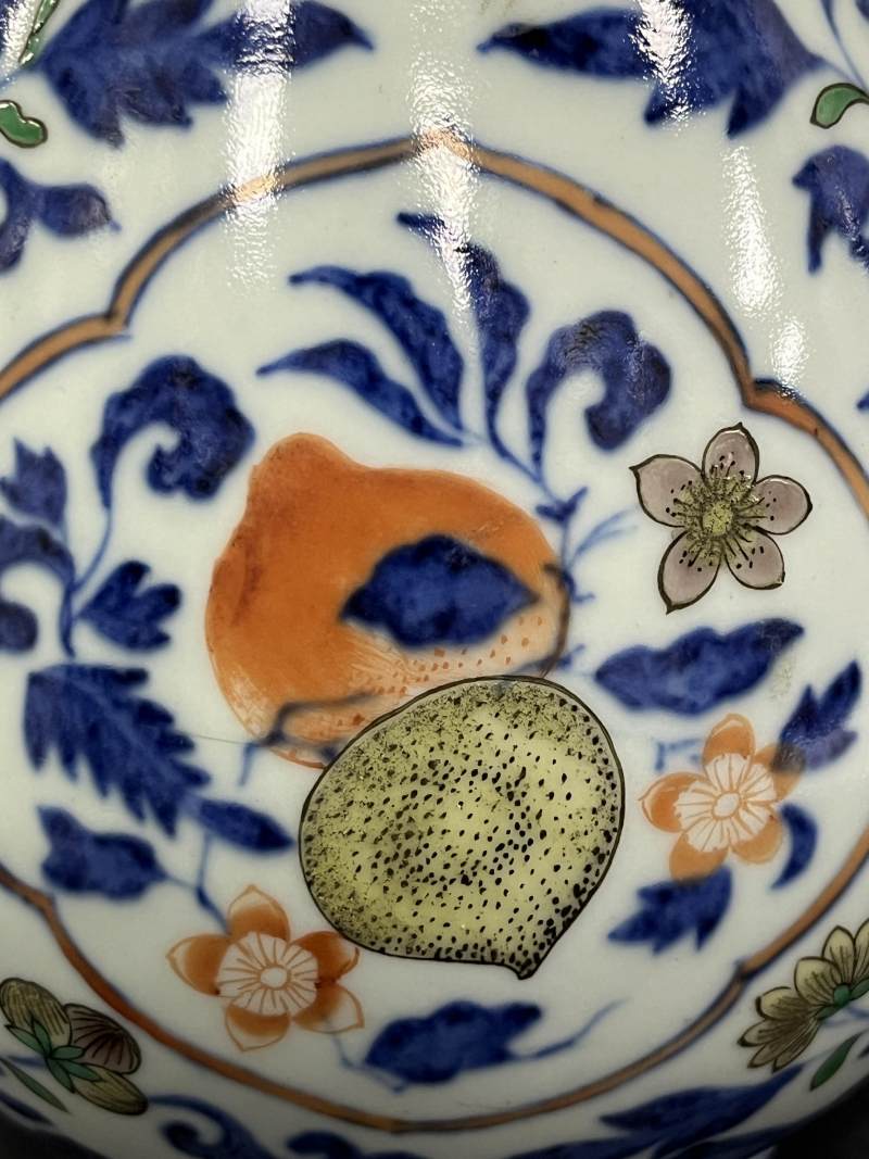 清中期 青花加彩折枝花果纹执壶 - 图12