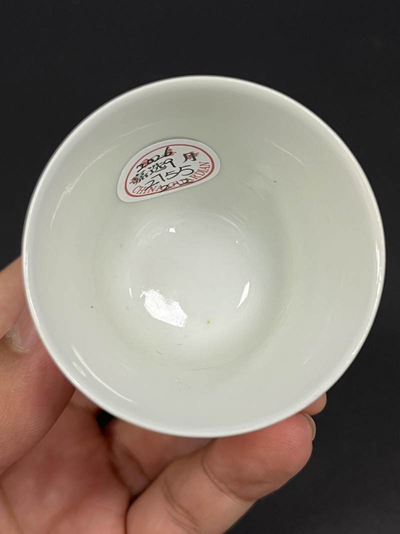 清晚期 青花洞石水仙图杯一对 - 图11