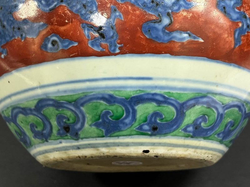 明晚期 红绿地青花龙凤纹葫芦瓶 - 图13