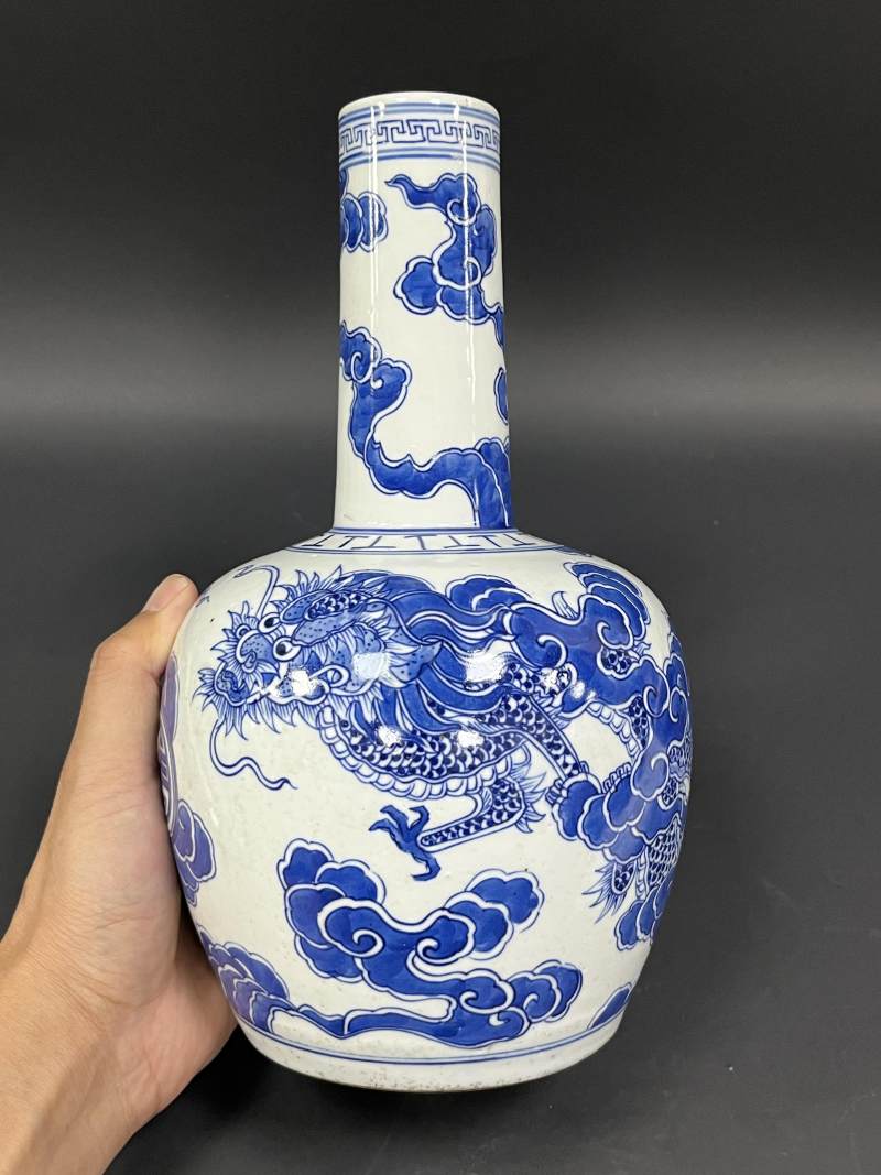 清中期 青花云龙纹纸槌瓶 - 图4