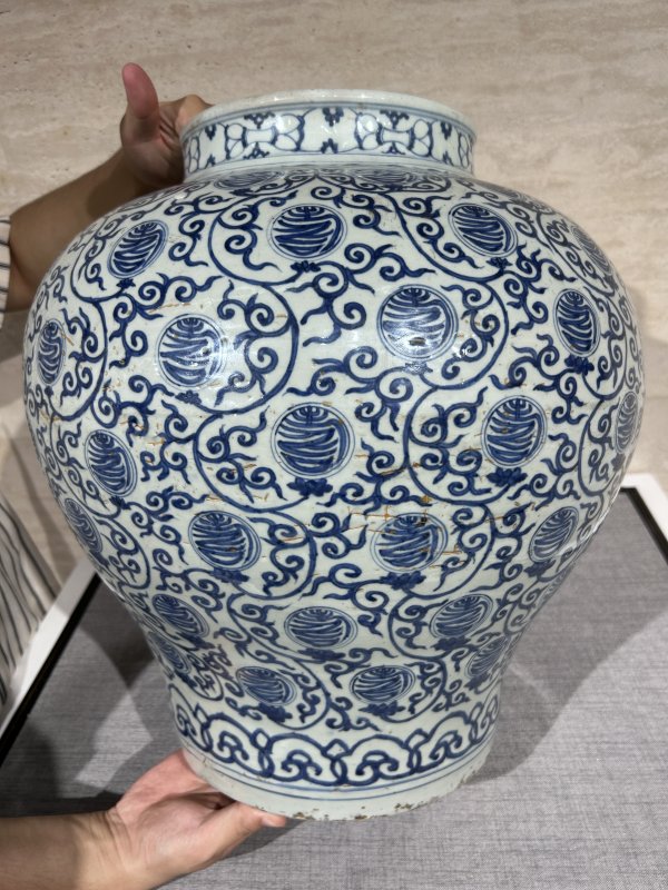 明万历 青花团寿纹大罐 - 图4