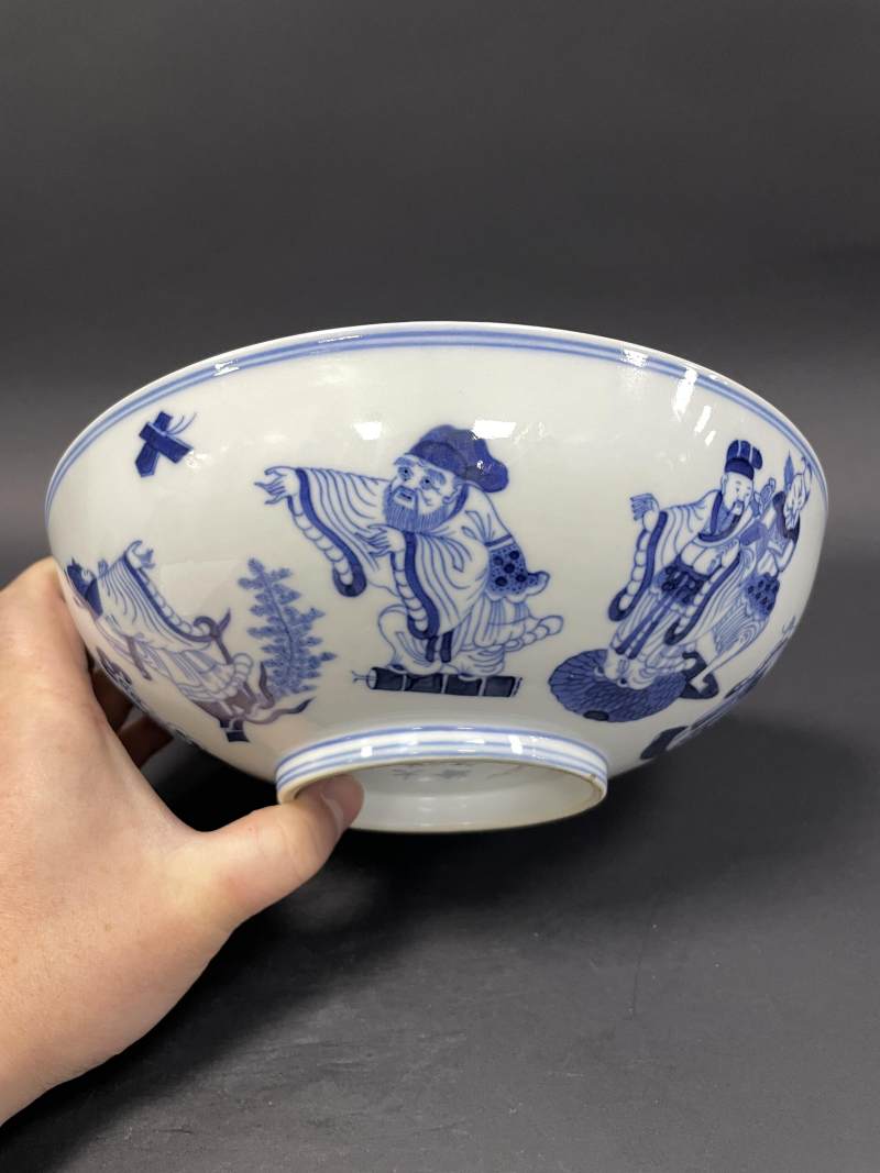 清光绪 青花八仙庆寿图大碗 - 图5