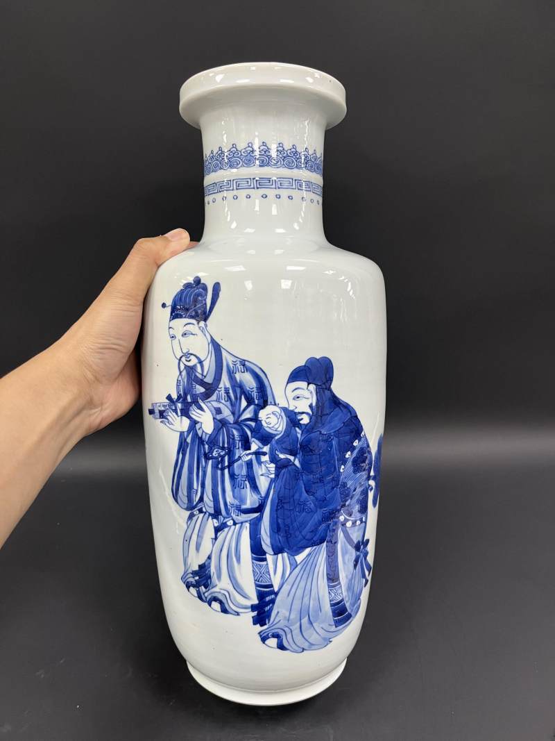 清康熙 青花三星图棒槌瓶 - 图2