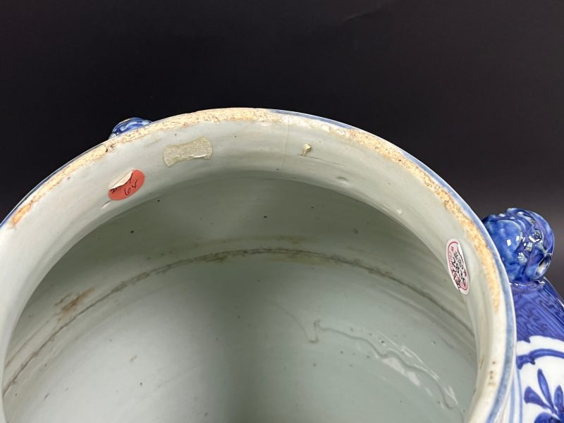 明晚期 青花锦地如意开光花卉纹四系盖罐 - 图19