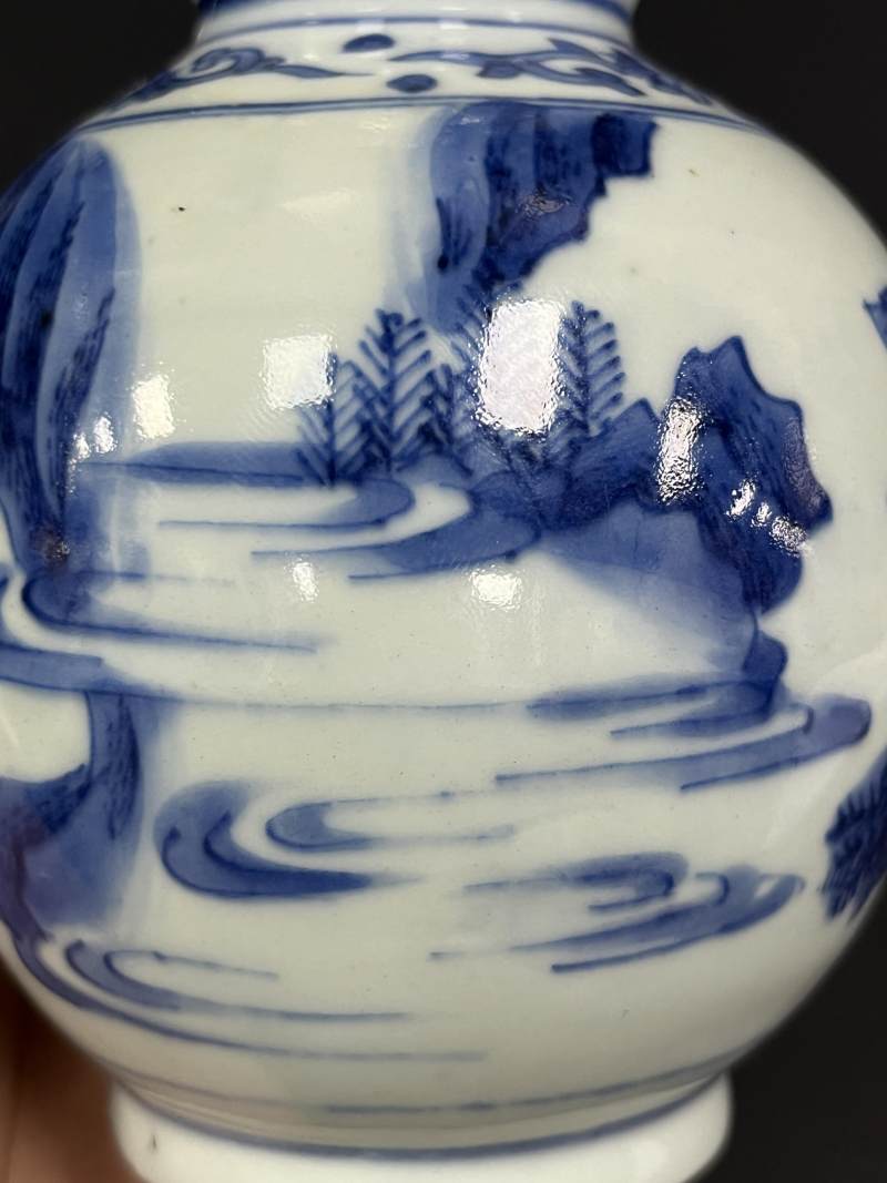 明崇祯 青花高官厚禄图小葫芦瓶 - 图13