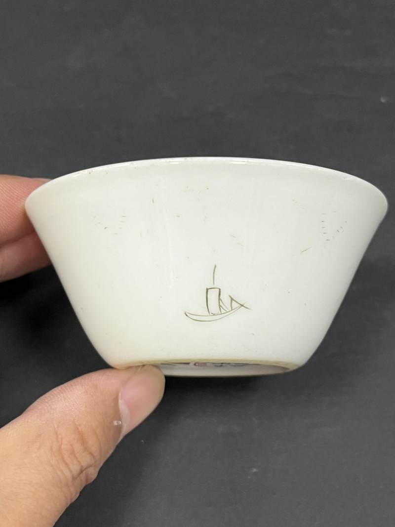 清乾隆 粉彩山水人物纹马蹄套杯十只 - 图20