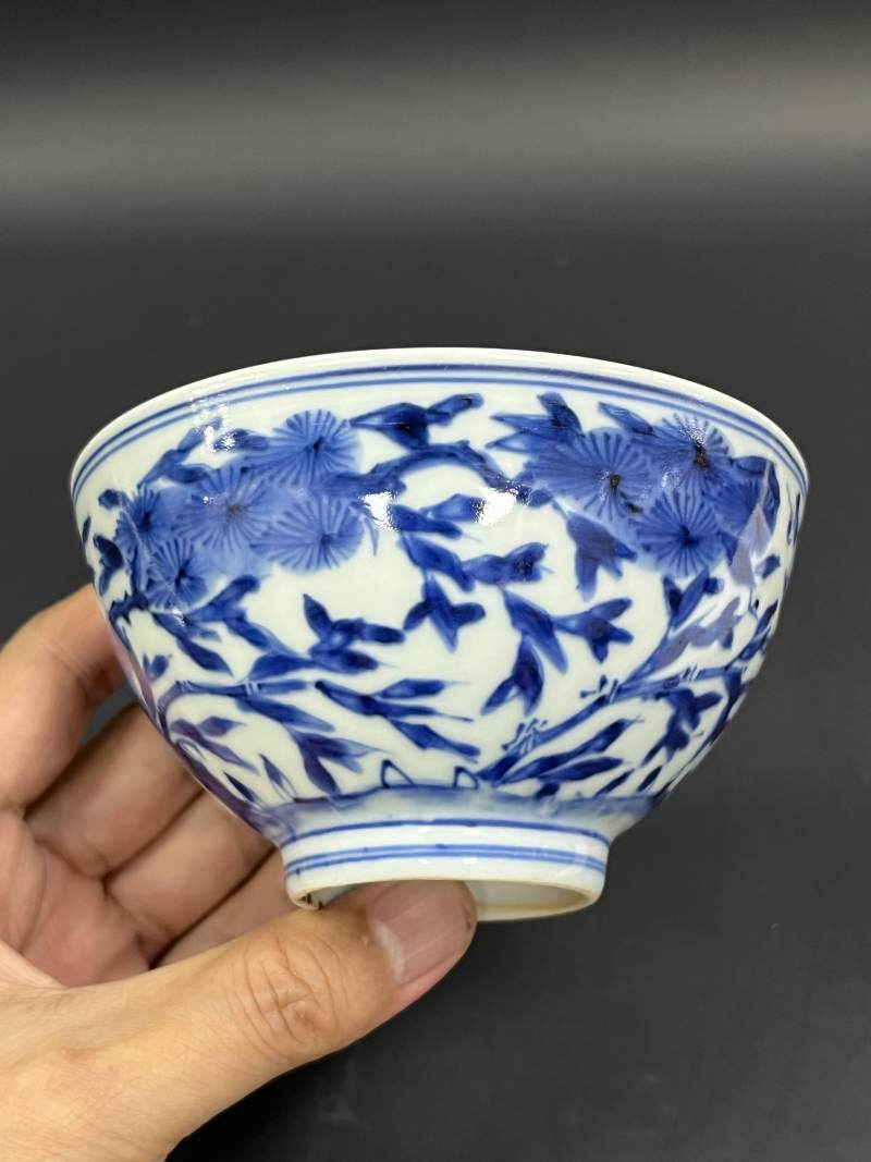 清康熙 青花岁寒三友图碗 - 图6