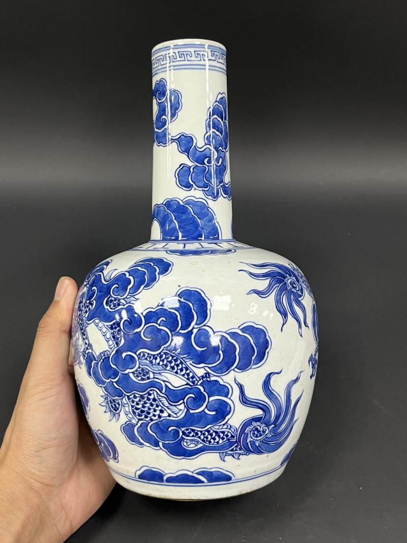 清中期 青花云龙纹纸槌瓶 - 图5