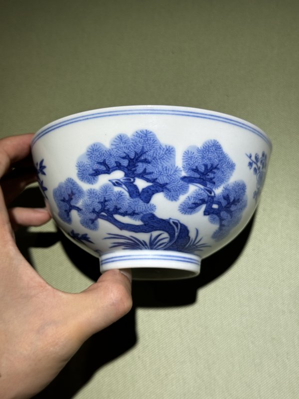 清道光 青花松竹梅岁寒三友纹碗 - 图9