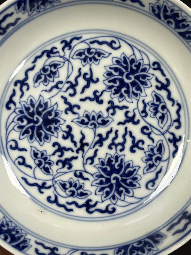 清光绪 青花缠枝莲纹盘 - 图3