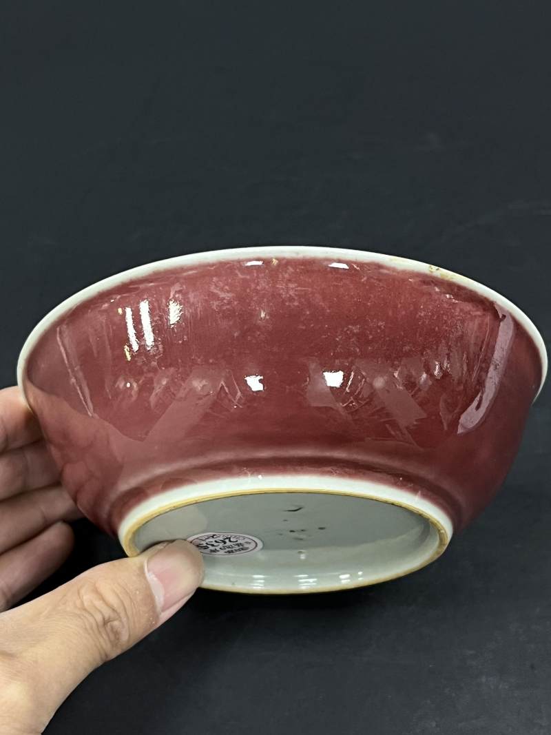 清中期 红釉浅碗一对 - 图5