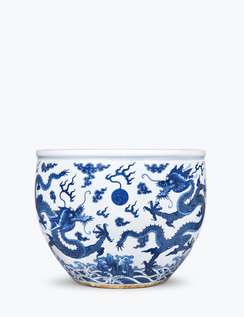 清乾隆 青花云龙纹大缸 - 图1