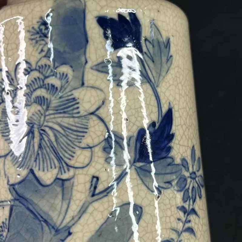 清中晚期 煨瓷青花花鸟纹瓶 - 图32