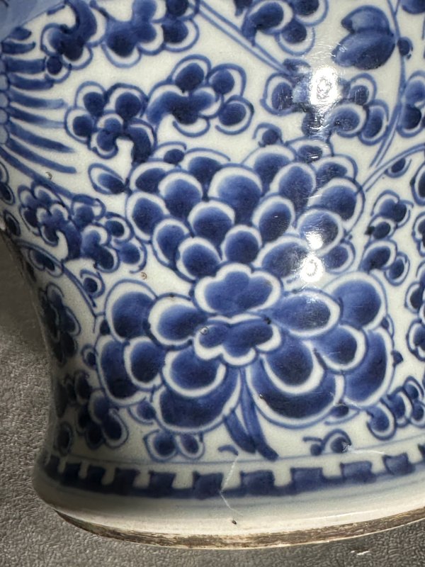 清康熙 凤穿牡丹将军罐 - 图8