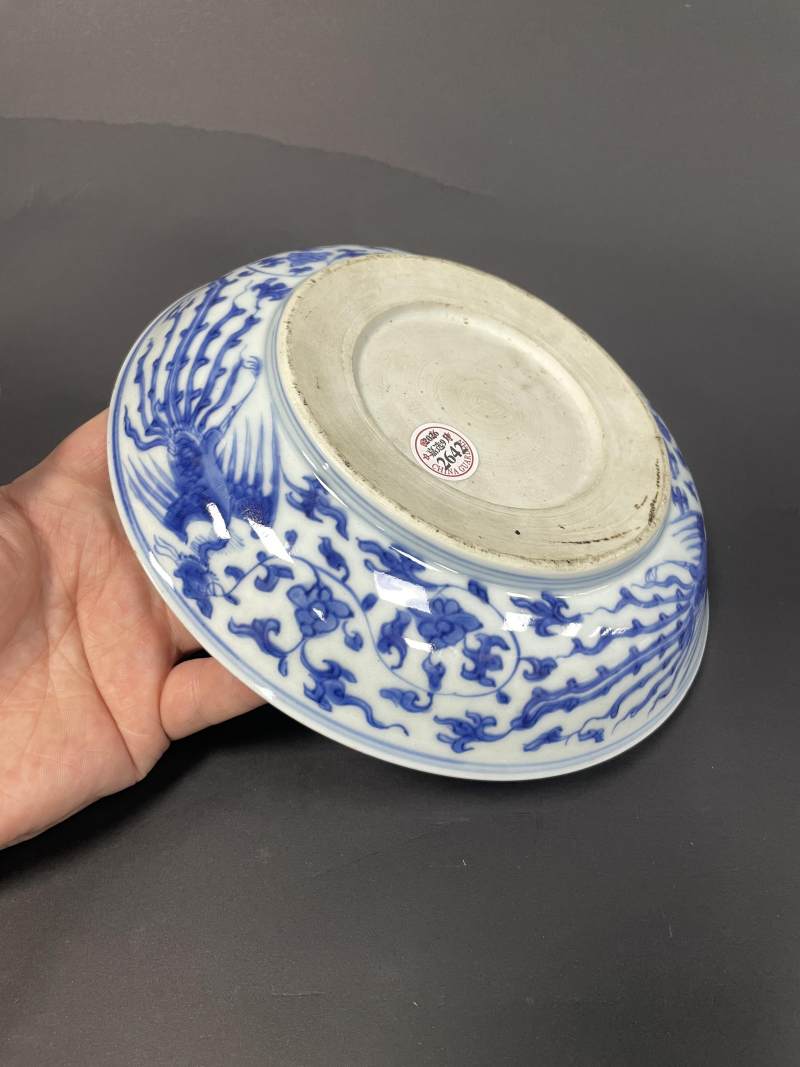 清雍正 青花穿花凤纹盘 - 图11