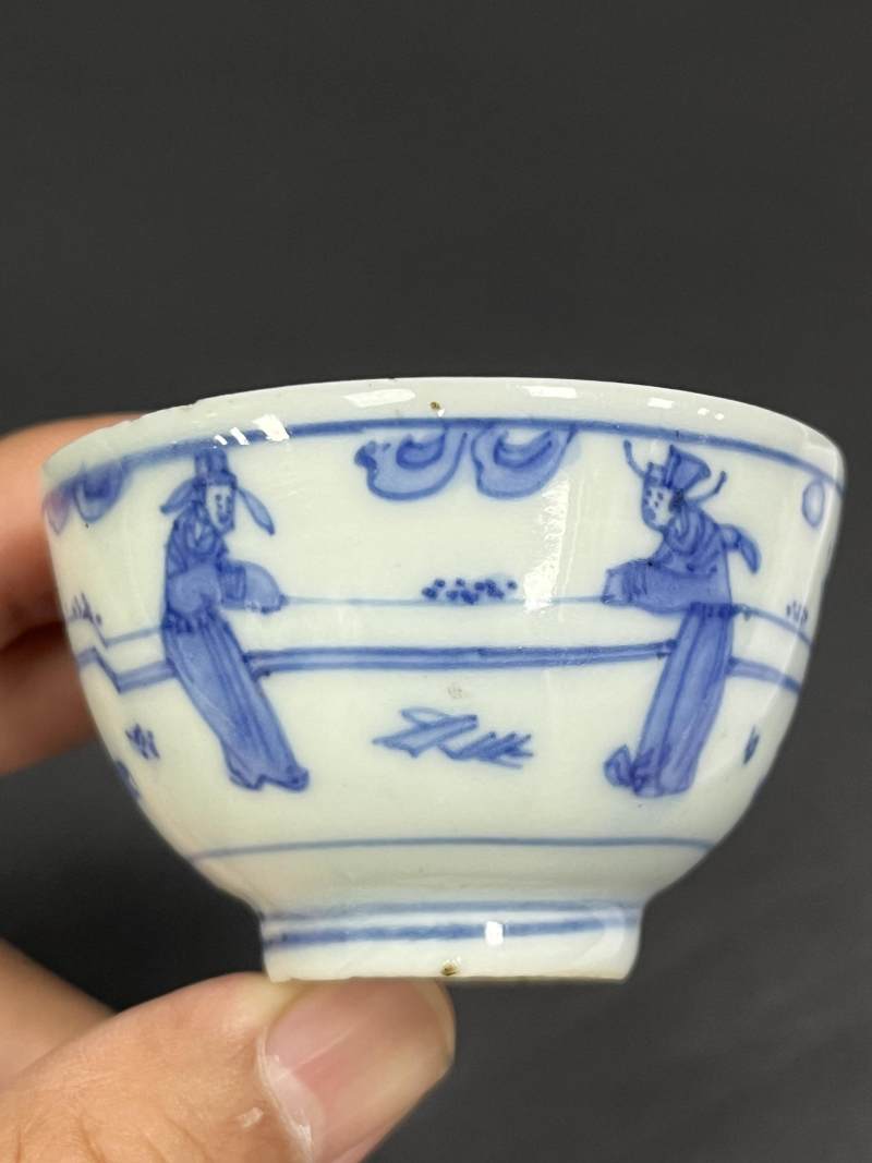 明晚期 青花加官进爵图杯 - 图5