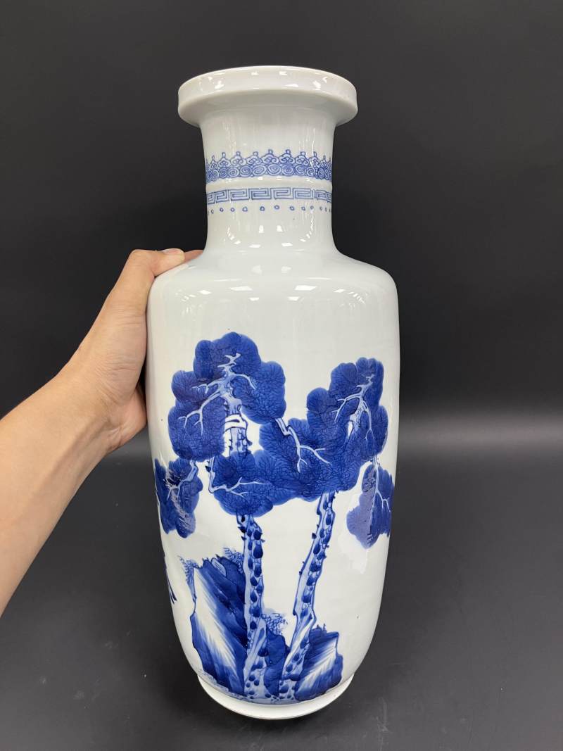 清康熙 青花三星图棒槌瓶 - 图3