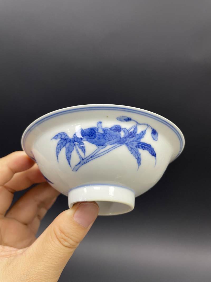 清晚期 青花折枝花卉纹碗盘八只 - 图32