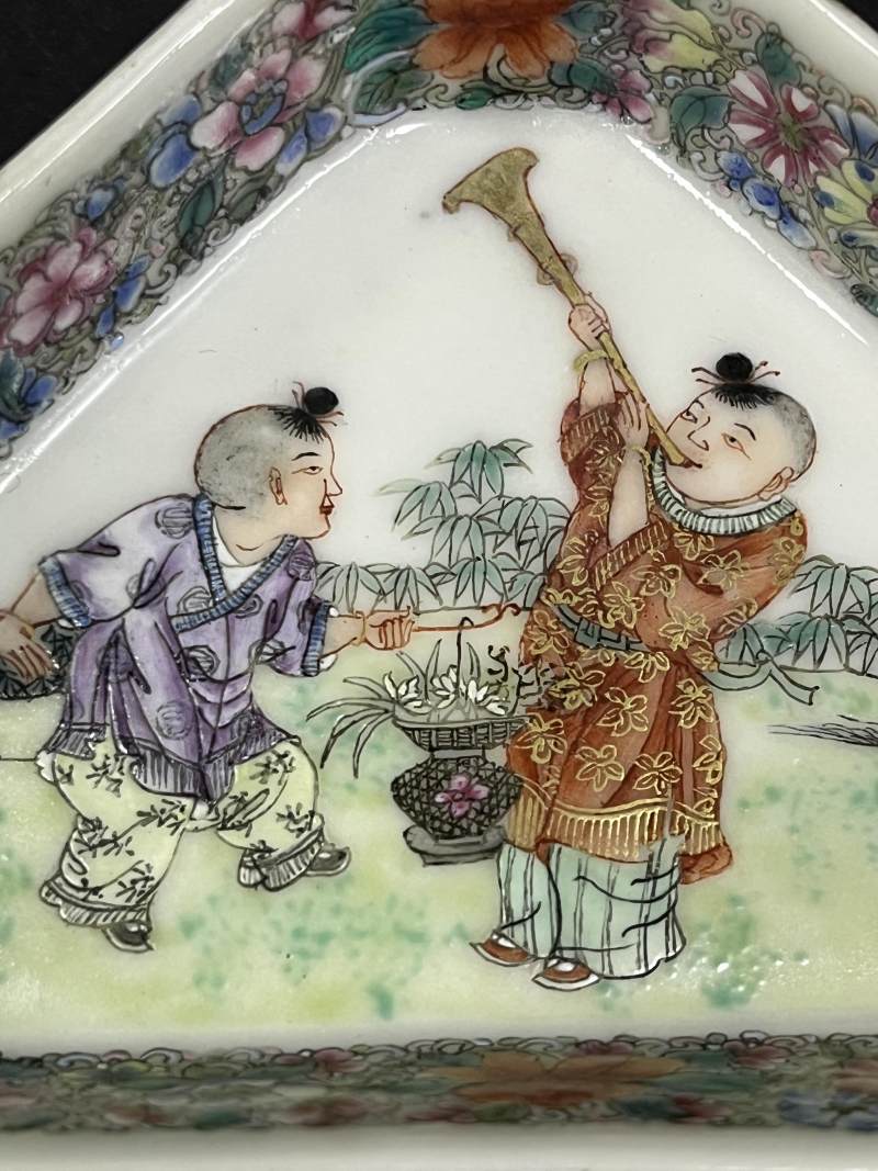 民国 粉彩婴戏图九子攒盘 - 图36