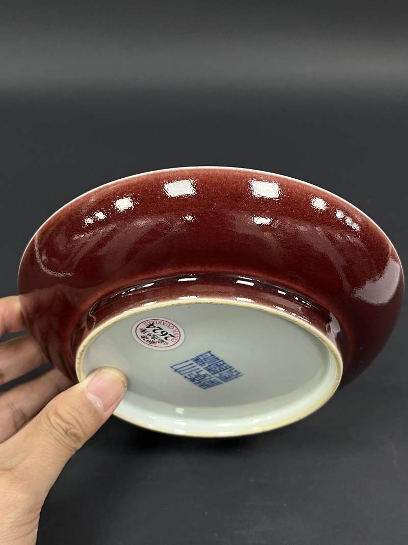 清乾隆 红釉盘 - 图4