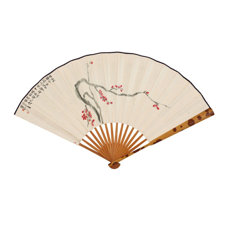 袁克文　微意託胭脂　設色紙本　成扇　一九二五年作 | YUAN KEWEN (1889-1931); SHAO RUIPENG (1887-1938) - 图5