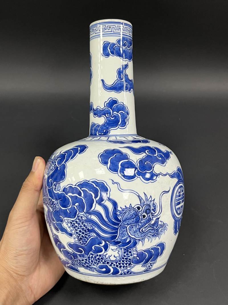 清中期 青花云龙纹纸槌瓶 - 图7