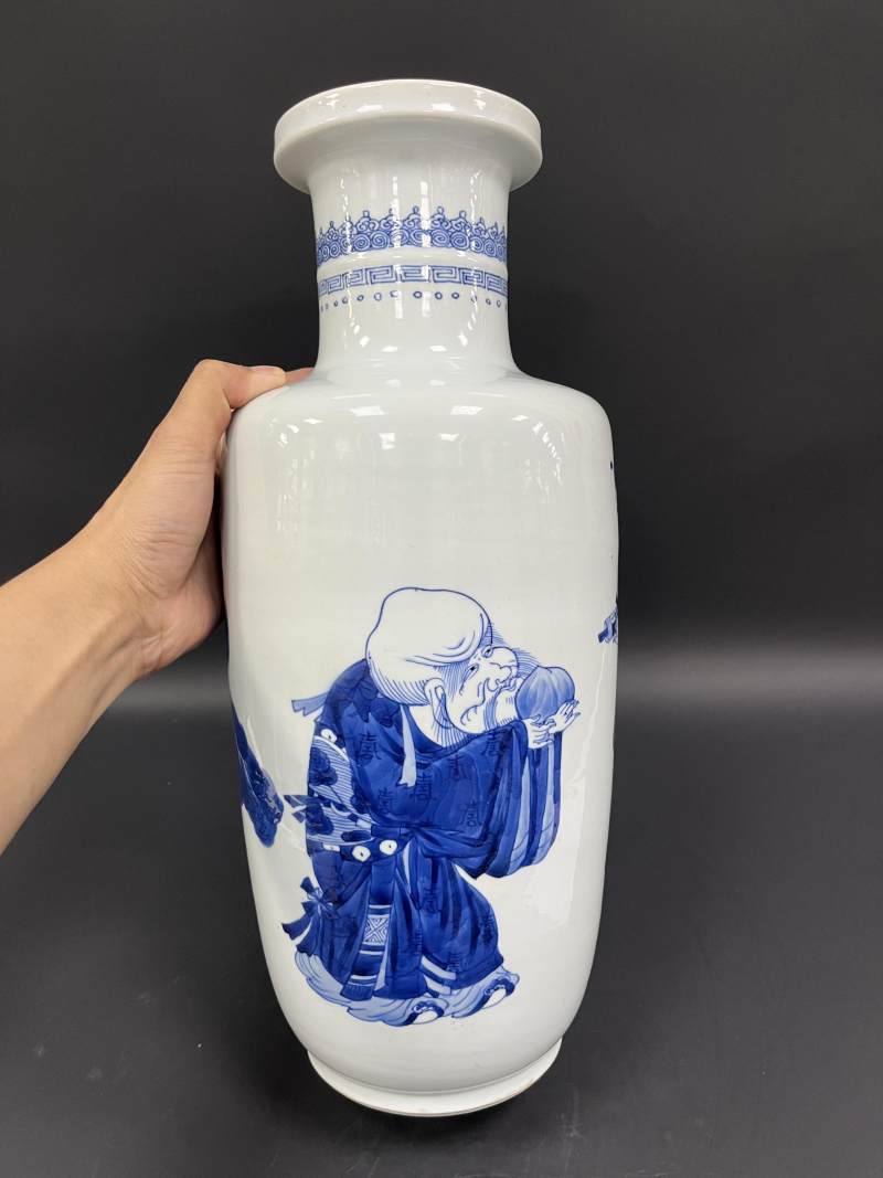 清康熙 青花三星图棒槌瓶 - 图4