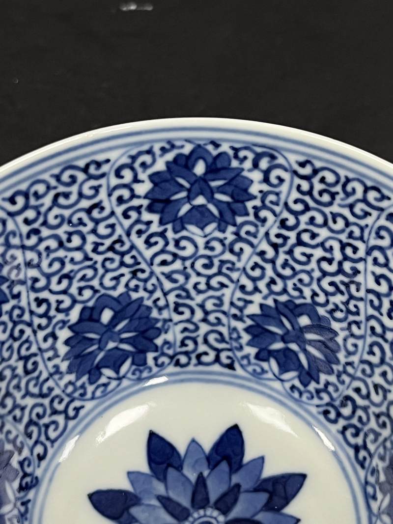 清光绪 青花缠枝花卉纹茶碗 - 图7