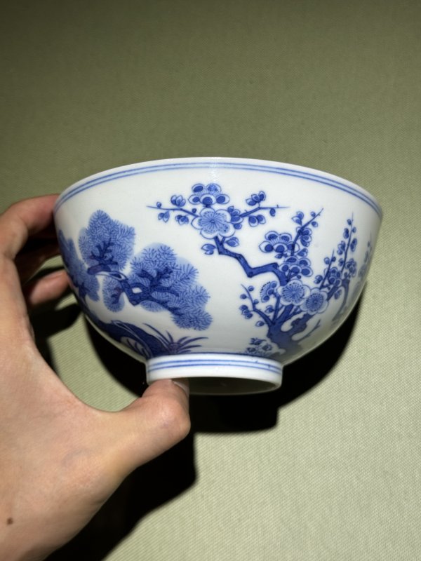 清道光 青花松竹梅岁寒三友纹碗 - 图10