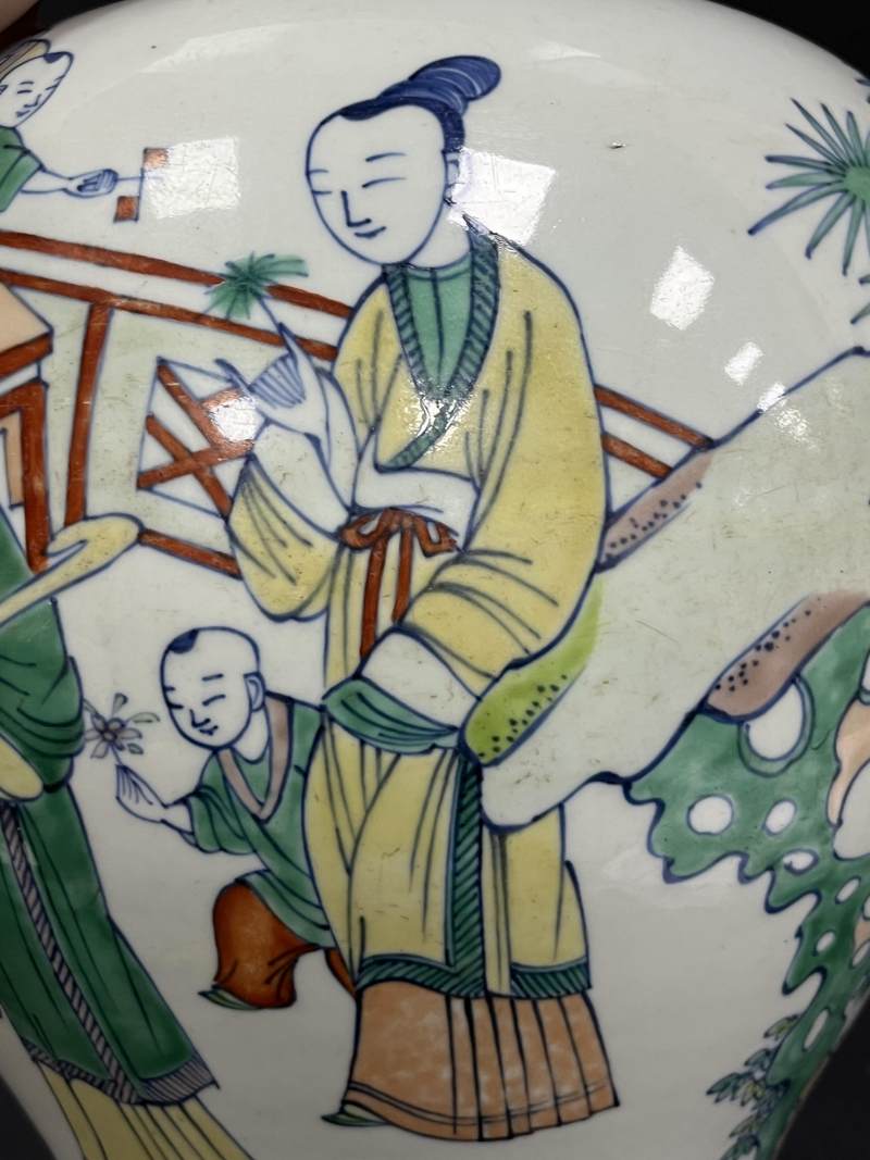 清康熙 斗彩四妃十六子图将军罐 - 图18