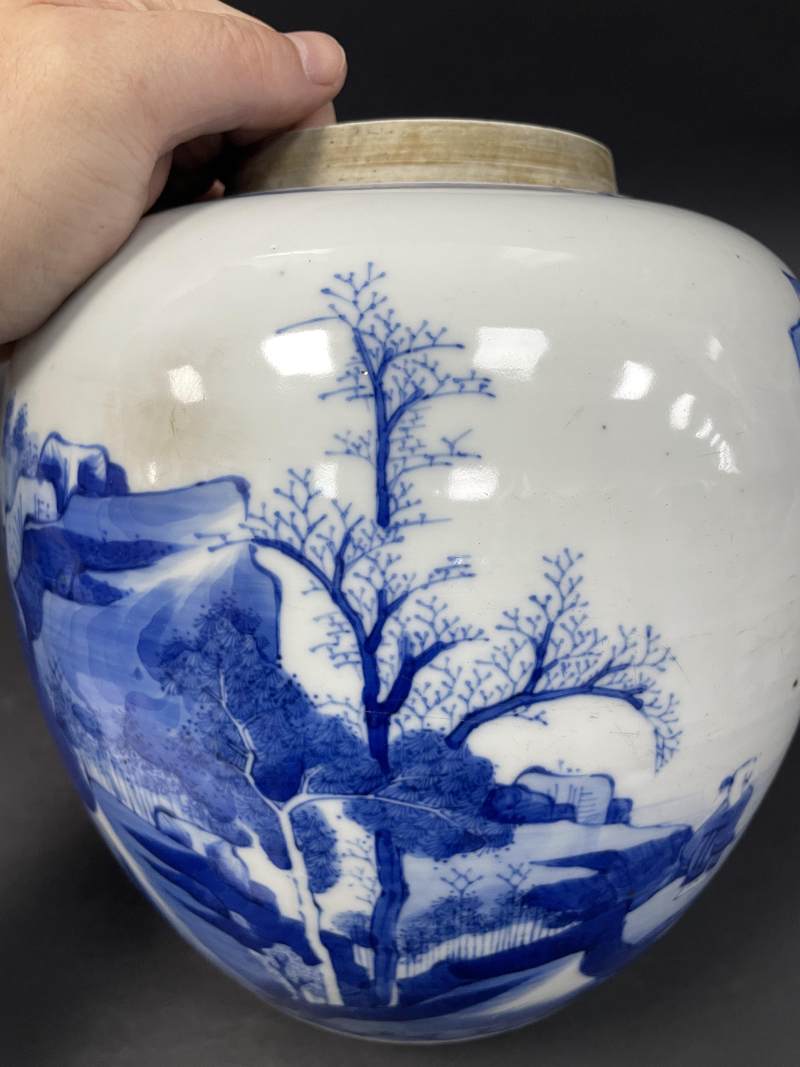 清康熙 青花山水人物纹罐 - 图14