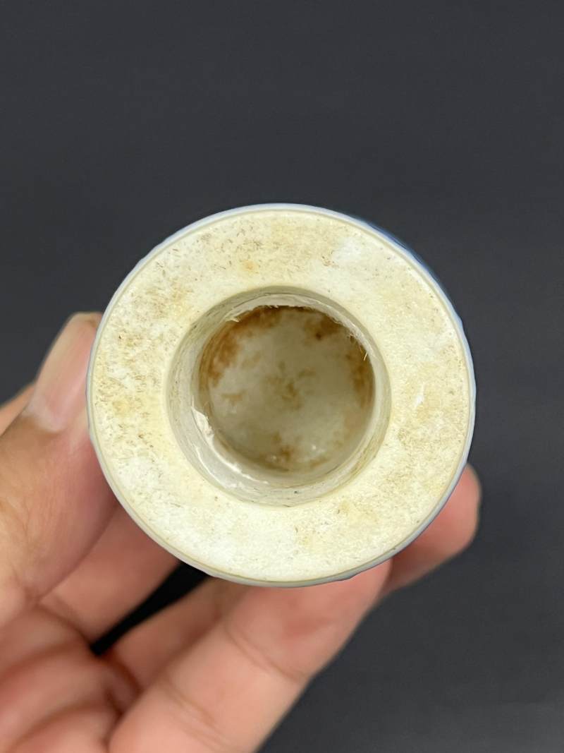清中期 青花缠枝莲纹轴头一对 - 图7