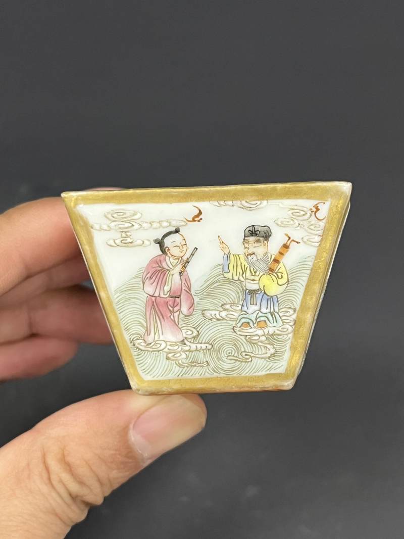 清中期 粉彩八仙过海图斗方杯四只 - 图22