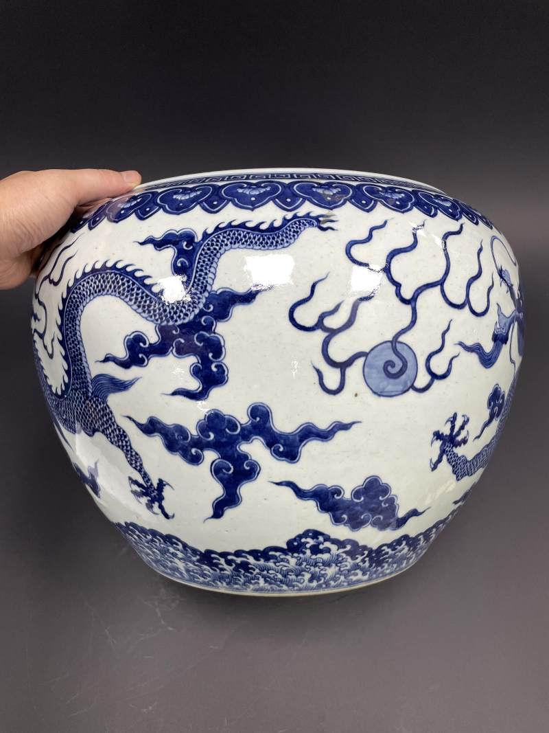 清晚期 青花云龙纹缸 - 图7
