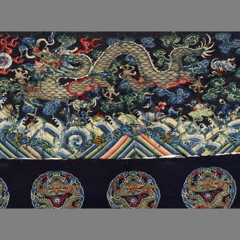 清 缂丝团龙纹布料一组 - 图4