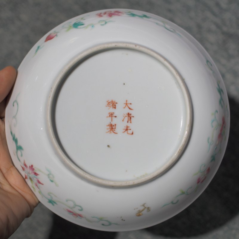 清光绪 松石绿地花鸟盘 - 图16