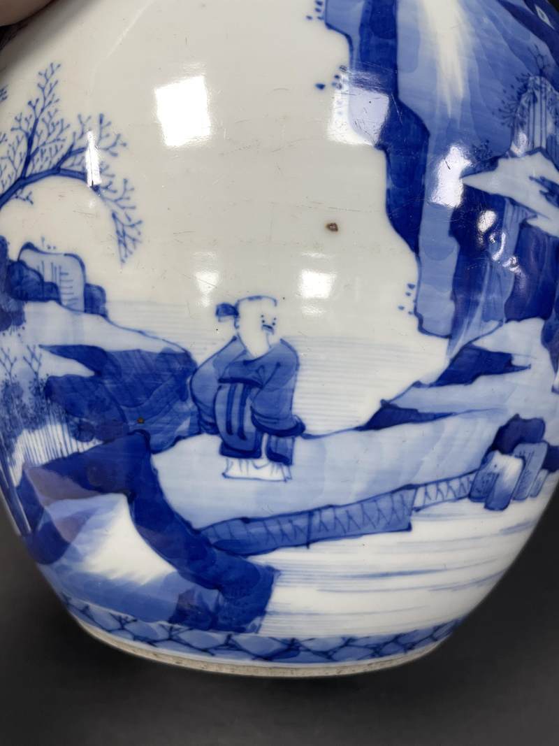 清康熙 青花山水人物纹罐 - 图15